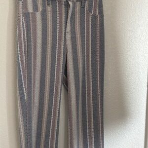American Eagle Outfitters Striped Straight Leg Jeans - Blue, Cream, Tan